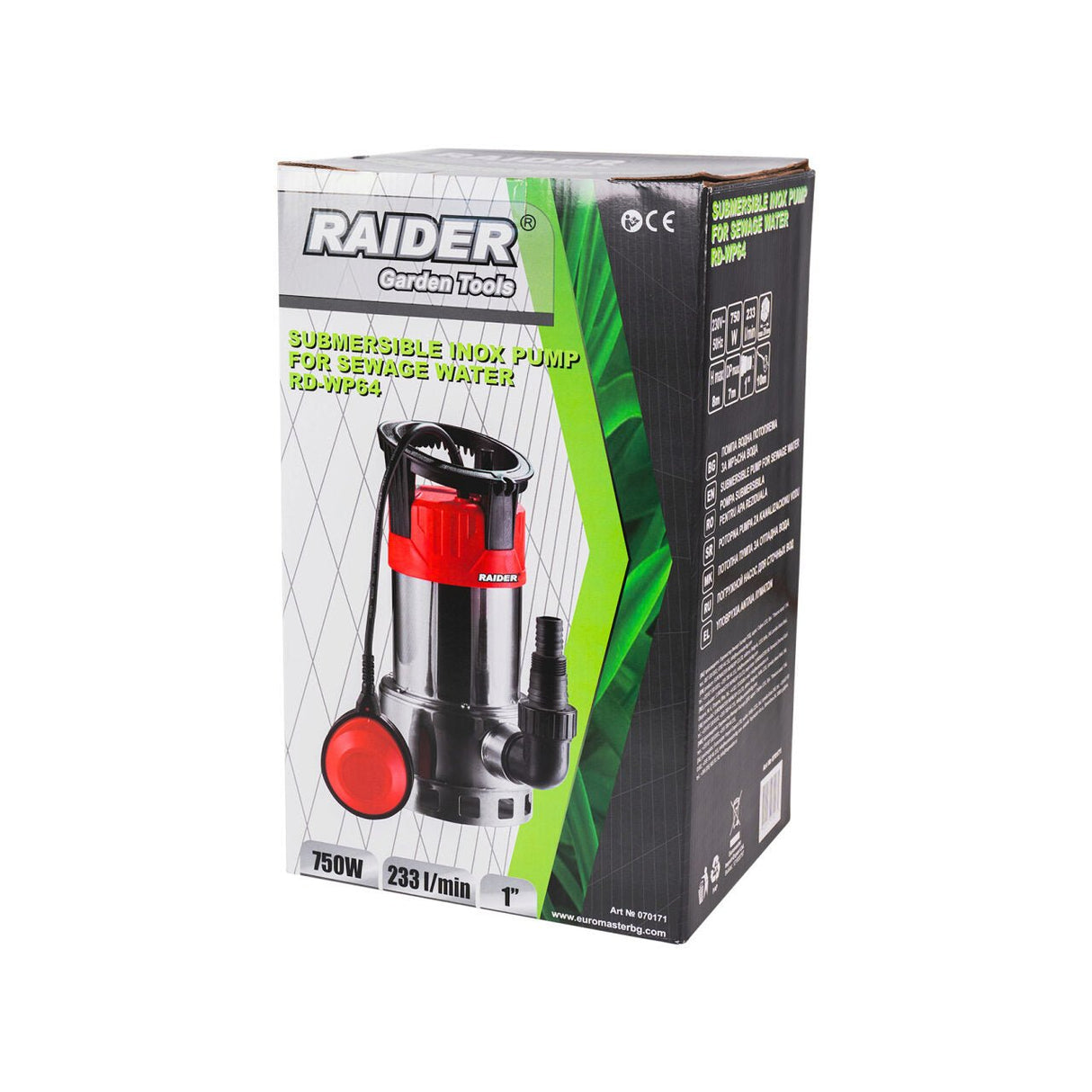 RAIDER Pompă submersibilă 750W 1" 233L/min 8m INOX RD - WP64 Design compact – ușor de transportat și instalat în locuri înguste și greu accesibile Putere de 750 W - asigură pomparea Raider - scule electrice si unelte profesionale - BricoMart