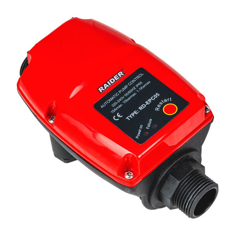 RAIDER Presostat electronic 1.1kW 1" 90°C manometru RD - EPC05 Control precis al pompei – sistemul electronic asigura pornire si oprire exacta, prevenind ciclurile nedorite de on/off Raider - scule electrice si unelte profesionale - BricoMart