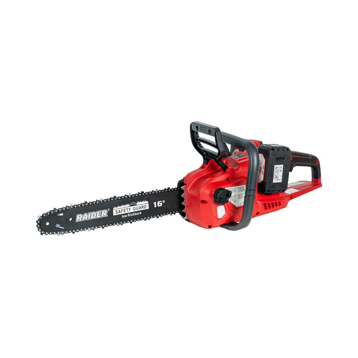RAIDER R20 Fierastrau cu lant 400mm SDS 3/8" 40V 2x4Ah RDP - SBCS20 Motor brushless cu eficienta ridicata Sistem rapid de tensionare a lanțului fără cheie Mâner ergonomic cu acoperire moal Raider - scule electrice si unelte profesionale - BricoMart