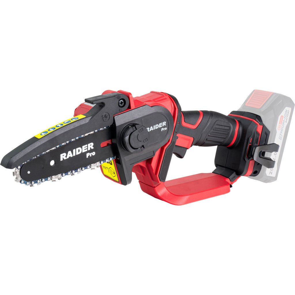 RAIDER R20 Fierastrau de gradina 120mm 1/4".043" Solo RDP - YGP20 Are un capac situat peste lantul de taiere, asigurand siguranta in timpul functionarii Sistem rapid și ușor de tensionar Raider - scule electrice si unelte profesionale - BricoMart
