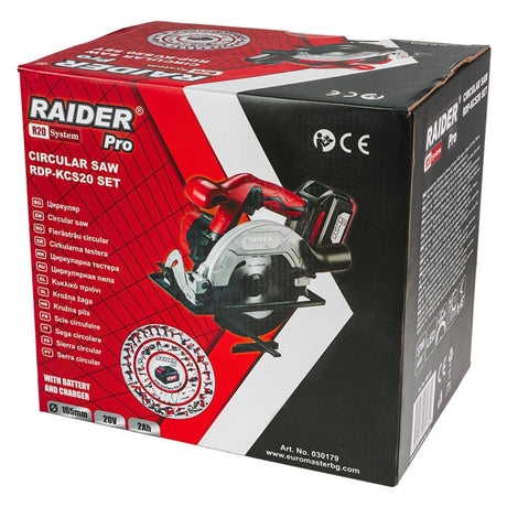 RAIDER R20 Fierastrau unghiular Ø165x20mm LED 2Ah RDP - KCS20 Capacitatea de a ajusta unghiul de tăiere până la 45 de grade, oferind mai multă flexibilitate în procesarea materialelo Raider - scule electrice si unelte profesionale - BricoMart