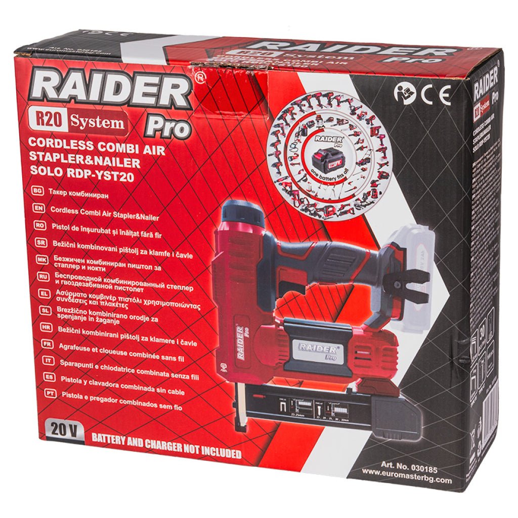 RAIDER R20 Pistol capse si cuie Tip 55&47 Solo RDP - YST20 Pistolul este compatibil cu capse de tip 55 cu lungimea de până la 25 mm și cu cuie tip 47 cu lungimea de până la 32 mm, Raider - scule electrice si unelte profesionale - BricoMart