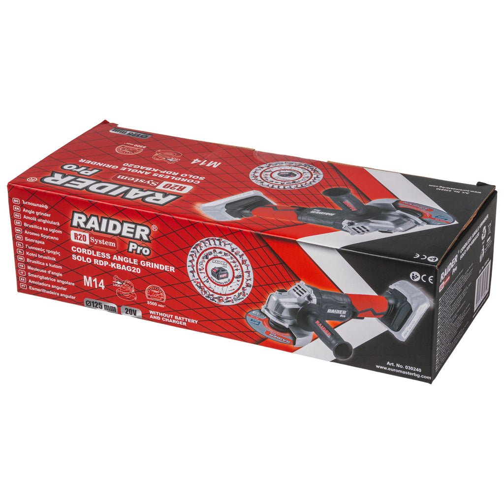 RAIDER R20 Polizor unghiular Ø125mm Solo RDP - KBAG20 Mâner confortabil cu acoperire din cauciuc care oferă o bună prindere și control în timpul funcționării Potrivit pentru Raider - scule electrice si unelte profesionale - BricoMart