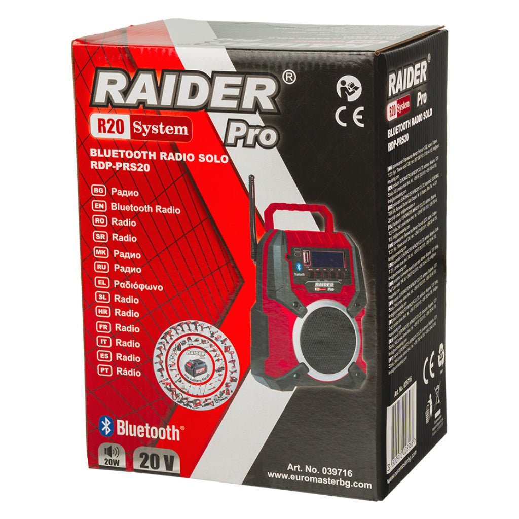 RAIDER R20 Radio Bluetooth 20W USB RDP - PRS20 Solo RDP - PRS20 – Radioul portabil perfect pentru orice mediu Recepție radio pe multiple frecvențe – Ascultă posturile prefera Raider - scule electrice si unelte profesionale - BricoMart