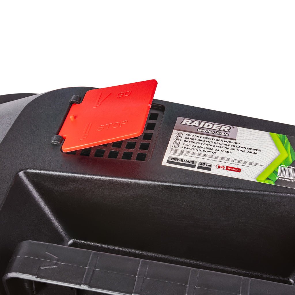RAIDER R20 Sac pentru masina de tuns iarba 33cm RDP - BLM20 Este proiectat cu o capacitate suficientă pentru a colecta o cantitate semnificativă de iarbă tăiată, ceea ce reduce nev Raider - scule electrice si unelte profesionale - BricoMart