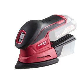 RAIDER R20 Slefuitor multifunctional 20V RDP - SMSA20 Solo Velcro Datorită formei , fiecare margine a piesei de prelucrat poate fi ușor șlefuită Cutie transparentă de colectare a Raider - scule electrice si unelte profesionale - BricoMart