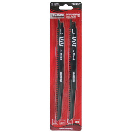RAIDER Set 2 lame fierastrau sabie lemn 240x19x1.5mm RD - WS1531L Fabricat din otel carbon Potrivit pentru taierea tuturor tipurilor de lemn Raider - scule electrice si unelte profesionale - BricoMart