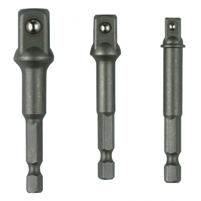 RAIDER Set 3 adaptori patrati 1/4 HEX la 3/8 si 1/2 Raider Set de adaptoare pentru surubelnite cu prindere patrata de 1/4", 3/8", 1/2" Blocare cu bila Raider - scule electrice si unelte profesionale - BricoMart