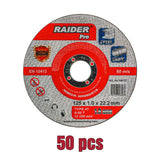 RAIDER Set 50 discuri taiat metal 125х1.0х22.2mm A60T INOX RDP Raider - scule electrice si unelte profesionale - BricoMart