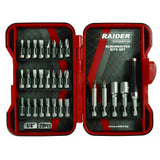 RAIDER Set biti si adaptoare pt. surubelnita 29pcs Raider Cutie de transport utila Fabricat din otel si Crom - Vanadium Potrivit pentru o gama larga de aplicatii Raider - scule electrice si unelte profesionale - BricoMart