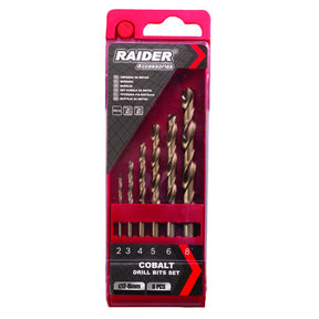 RAIDER Set burghie 6pcs. Ø2, 3, 4, 5, 6, 8mm HSS - Co Set Rezistent la temperaturi inalte Pentru gaurirea otelurilor aliate si nealiate Raider - scule electrice si unelte profesionale - BricoMart