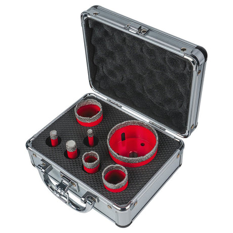RAIDER Set de carote diamantate dry M14 Ø8 - 68mm AL Case Setul include burghie cu diametre cuprinse între 8 mm și 68 mm, oferind o mare flexibilitate în realizarea unor găuri de Raider - scule electrice si unelte profesionale - BricoMart