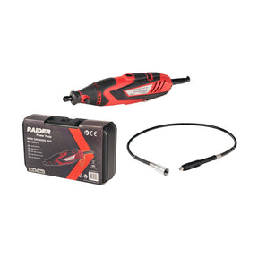 RAIDER Set mini polizor drept 135W viteza variabila 40 acc. RD - MG11 Butonul de blocare permite schimbarea rapidă și ușoară a vârfului Posibilitatea de reglare a rotațiilor în funcție de ma Raider - scule electrice si unelte profesionale - BricoMart