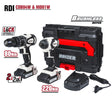 RAIDER Surubelnita cu impact brushless RDI - CDB04W si HID01W 2x2Ah Motoare fără perii – durată de viață mai lungă și eficiență ridicată RDI - CDB04W – dispune de funcție de percuție, fiind Raider - scule electrice si unelte profesionale - BricoMart