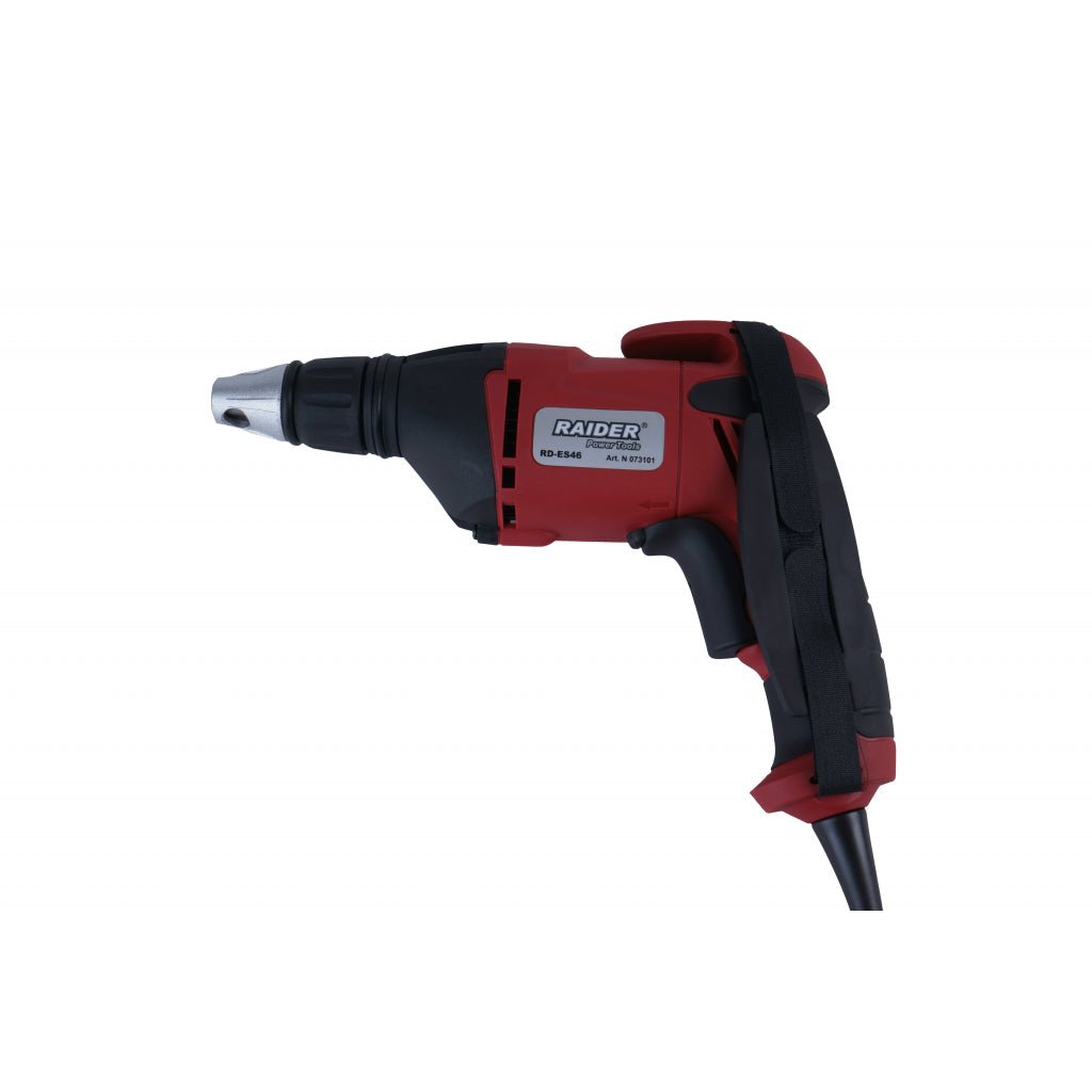 RAIDER Surubelnita electrica pentru rigips 520 W, 1/4" RD - ES46 Curea pentru incheietura Limitator de adancime Ajustarea adancimii de infiletare Ajustarea vitezei din butonul de pornir Raider - scule electrice si unelte profesionale - BricoMart