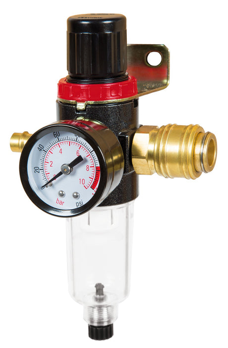 Reductor de presiune cu filtru original Einhell R 1/4" (accesoriu pentru compresor, pentru aer comprimat curat, uscat, reglat, functie de filtrare, manometru integrat, reglabil pana la 8 bar) Einhell - scule electrice si unelte profesionale - BricoMart