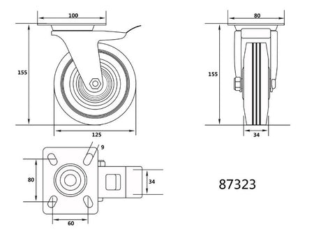 ROATA PIVOTANTA CU VOREL 87323 FRANA 125/37,5/50MM VOREL - scule electrice si unelte profesionale - BricoMart
