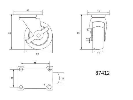 ROATA PIVOTANTA CU VOREL 87412 FRANA,POLIPROPILENA, 50MM VOREL - scule electrice si unelte profesionale - BricoMart