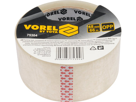 Banda adeziva pentru ambalare VOREL 75304, 48 mm x 66 m, transparenta - imagine 2