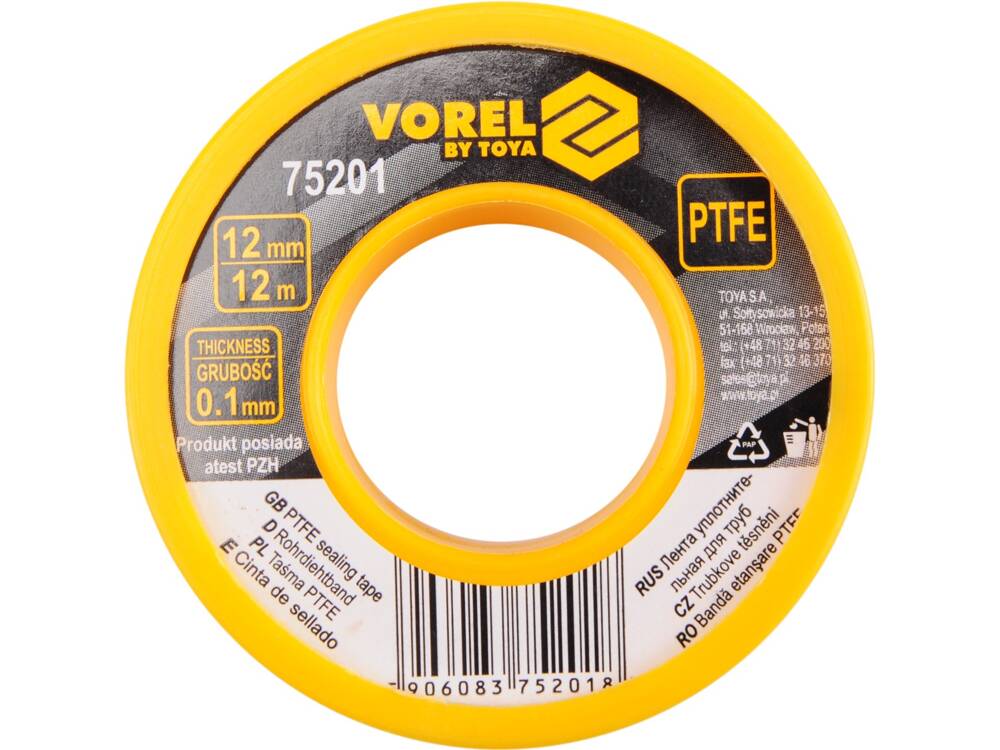 BANDA PTFE, 12MMX0,01MMX12M VOREL 75201