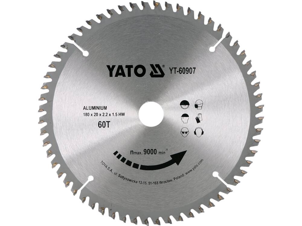 FA KÖR TÁRCSA, 180X20X2,2MM, YATO YT-60907 60 FOGÚ 