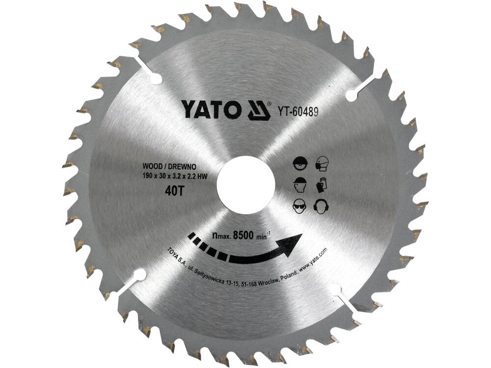 FA KÖR TÁRCSA, YATO YT-60489 190X30X3,2MM, 40 FOGÚ 