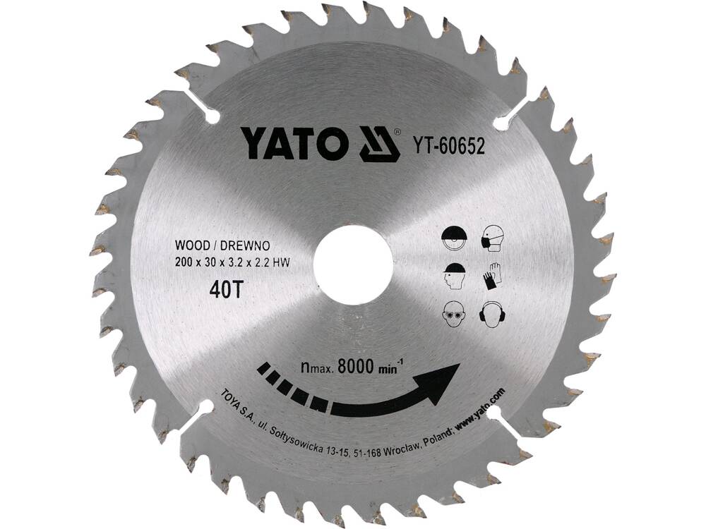 FA KÖR TÁRCSA, YATO YT-60652 210X30X3.2MM, 40 FOGÚ 
