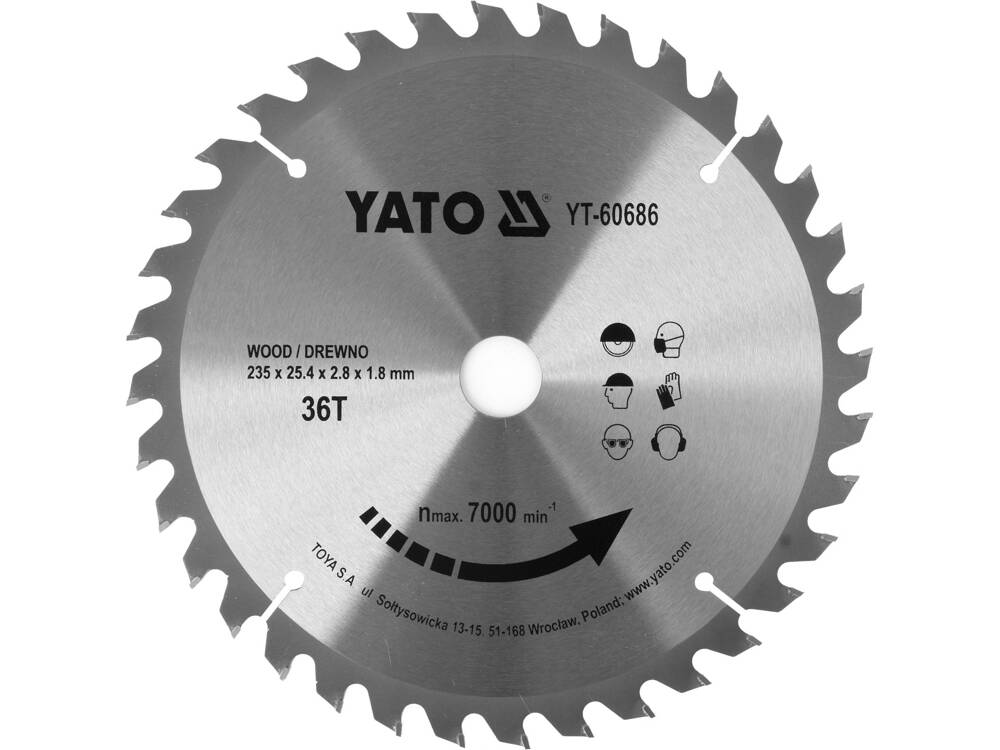 YATO YT-60686 KÖR TÁRCSA FA 235X36TX25.4MM 