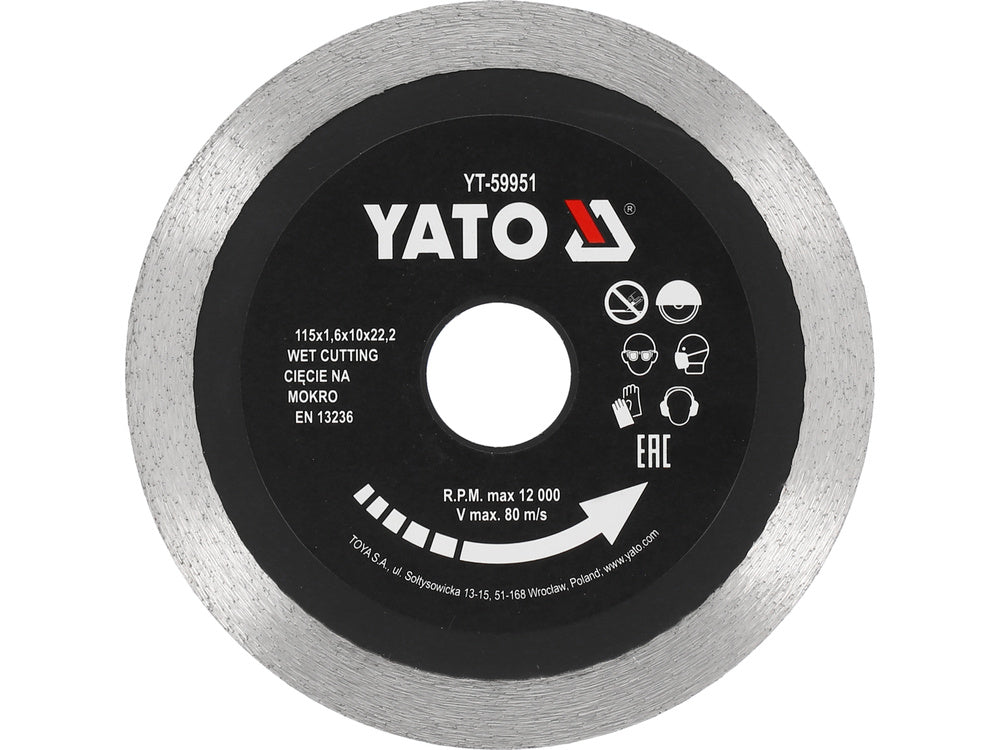 GYÉMÁNT TÁRCSA 115MM, YATO YT-59951 KERÁMIÁHOZ 