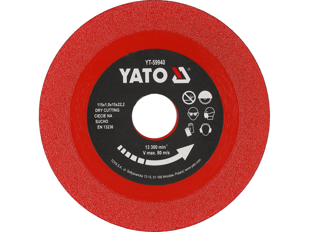 Gyémántkorong kerámiacsempékhez 115x1.0x22.23mm Yato YT-59940 