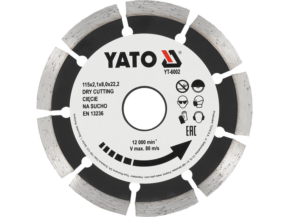 YATO YT-6002 HS 115MM SZEGMENTES GYÉMÁNT TÁRCSA 