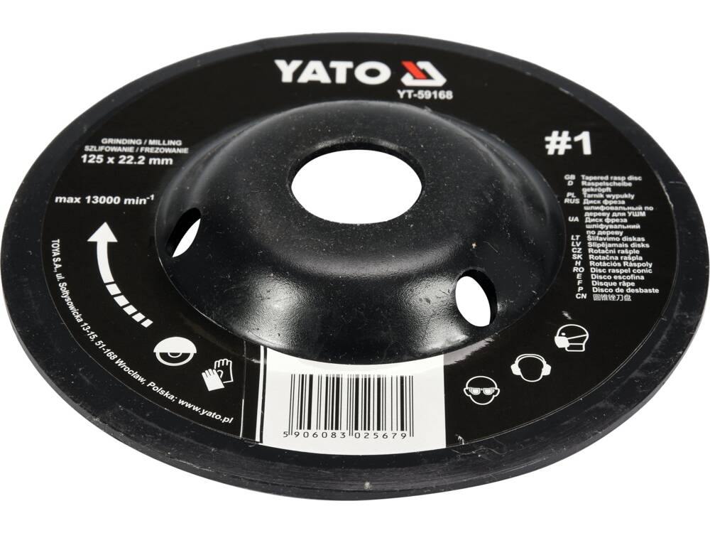DISC RASPEL LEMN, YATO YT-59168 DEPRESAT, 125X22.2MM, NR1
