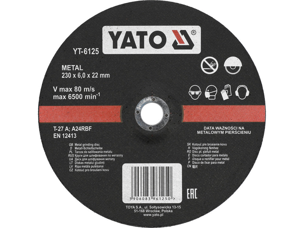 FÉMCSÍROZÓ TÁRCSA YATO YT-6125 230X22X6MM 