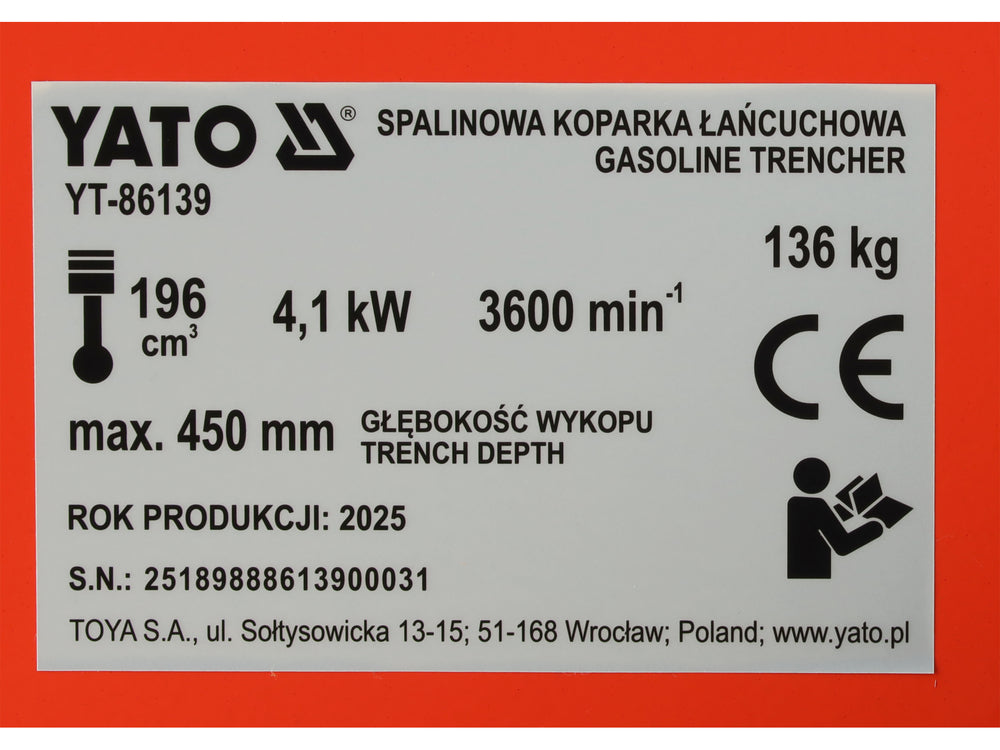 Excavator/tragator pe benzina YATO YT-86139 - imagine 13