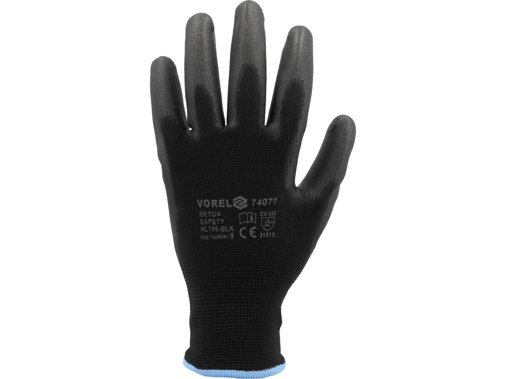 MANUSI DE LUCRU VOREL 74077 9, NEGRU (12 PERECHI)