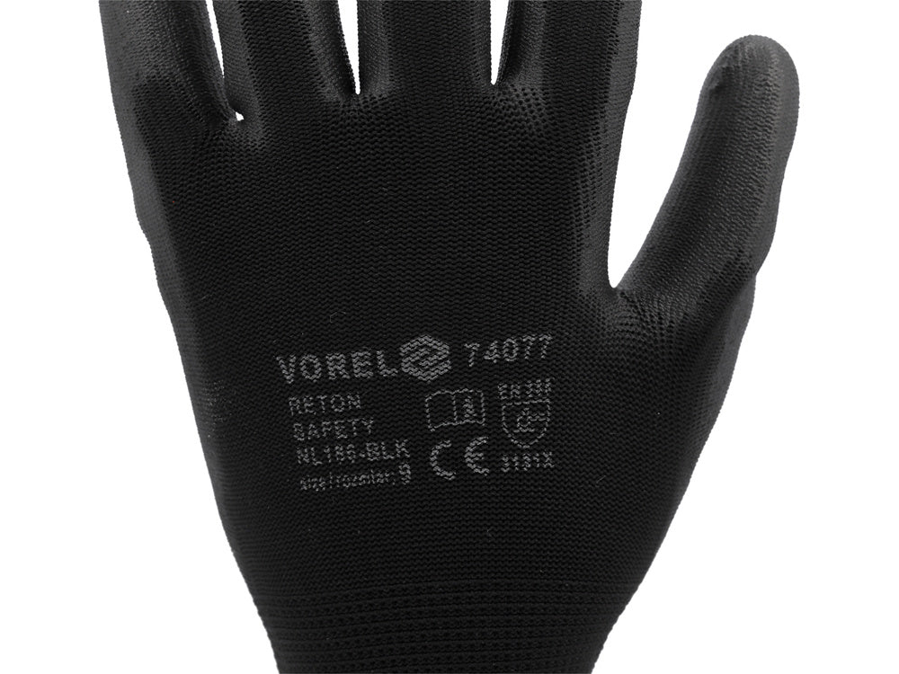 MANUSI DE LUCRU VOREL 74077 9, NEGRU (12 PERECHI)