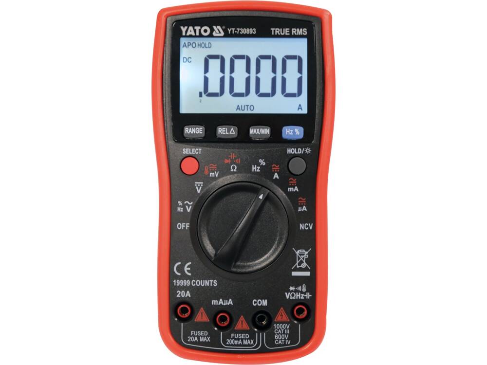 MULTIMETRU CU FUNCTIA YATO YT-730893 TRUE RMS, ECRAN LCD 19999