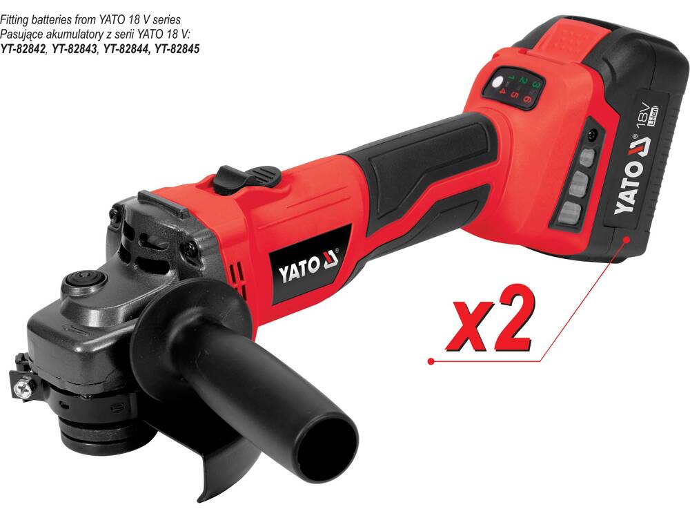 POLIZOR UNGHIULAR 18V, YATO YT-828295 125MM, 2X4AH, VITEZA REGLABILA