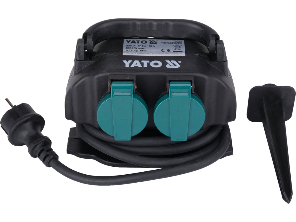 Priza de gradina dubla YATO YT-81270, IP44, 4 x 230 V