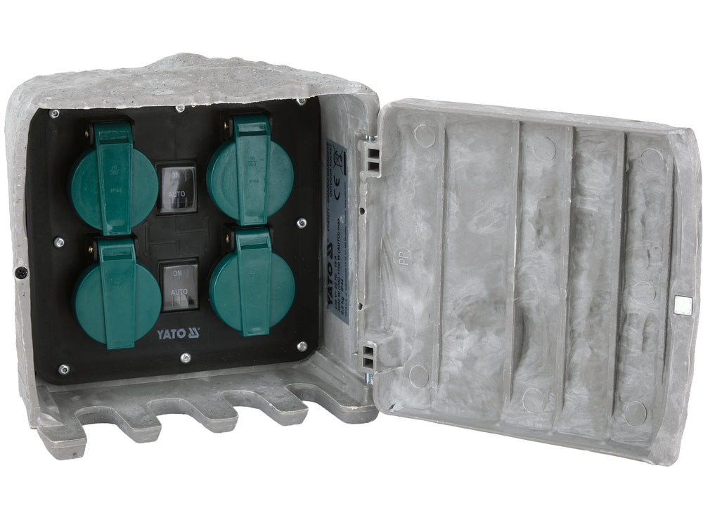 Priza de gradina imitatie piatra YATO YT-81271, IP44, 4 x 230 V mod auto/manual