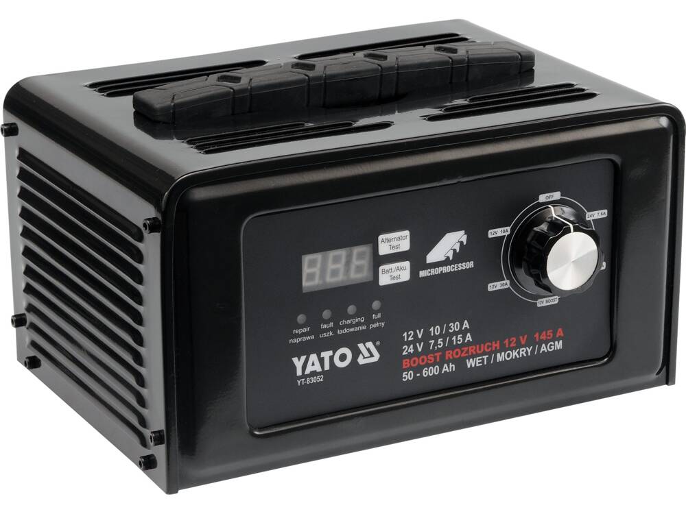 AUTÓAKKUMULÁTOR EGYENIRÁNYÍTÓ, YATO YT-83052 12V/24V, 30A 