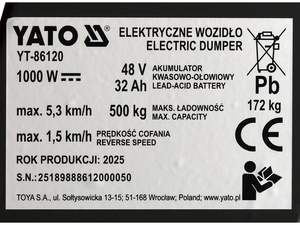 Roaba basculanta electrica YATO YT-86120 - imagine 16