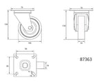 ROATA PIVOTANTA CU VOREL 87363 CAUCIUC GRI, 100MM