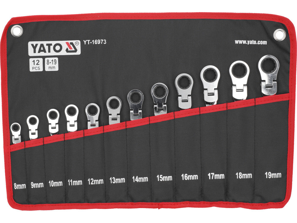 Set 12 chei comb. flexibile cu clichet Yato YT-16973 - BRICOMART