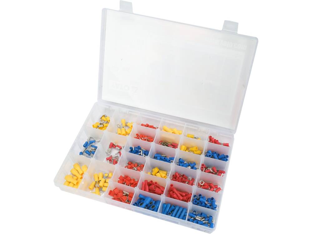 600 darabos YATO YT-068913 sárgaréz és PVC csatlakozókészlet elektromos kábelekhez 