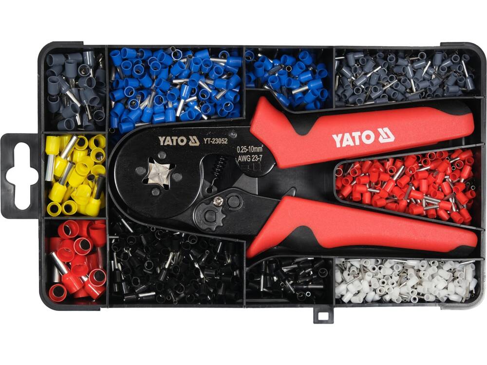 YATO YT-23052 Krimpelőfogó készlet csatlakozótüskékhez 0,25-10 MM2 + 1200 különböző méretű tű 