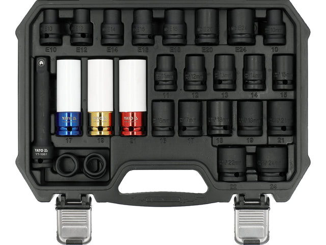 Set tubulare de impact YATO YT-10569, 1/2", 24 piese