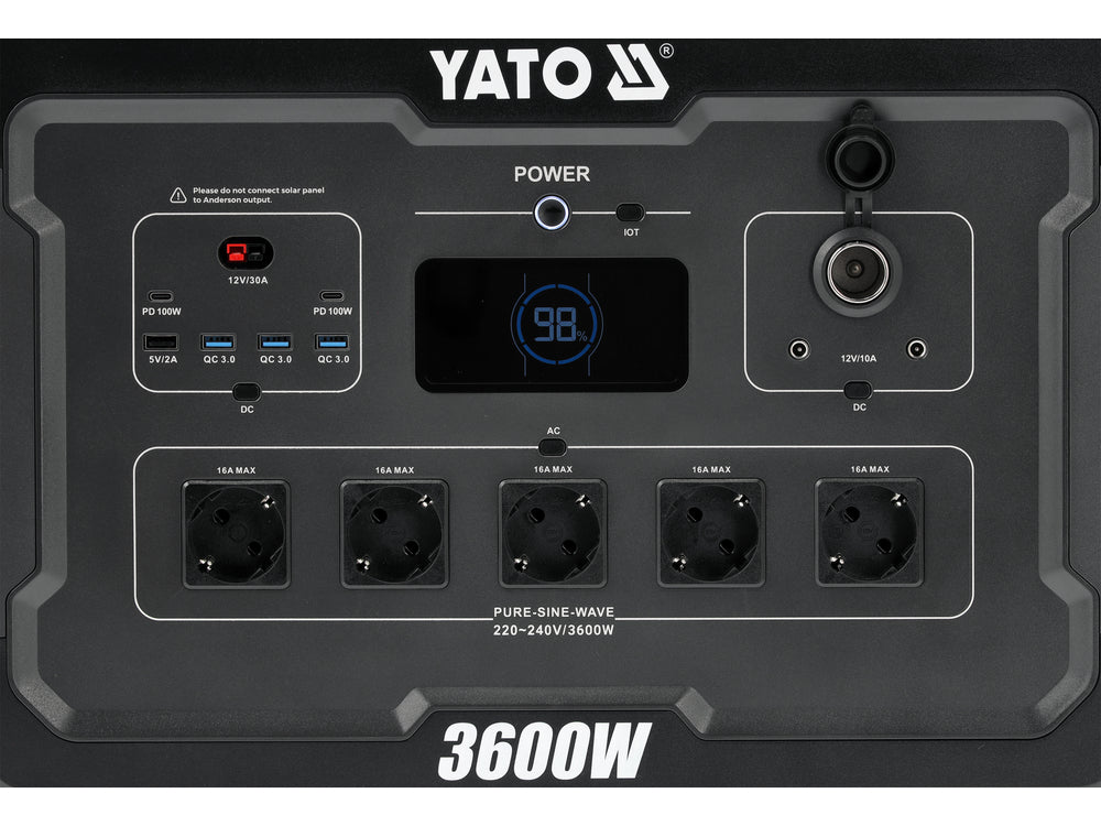 Statie incarcare portabila YATO YT-83096, 3600 W, 3072 wh - imagine 10