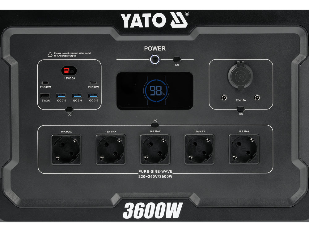 Statie incarcare portabila YATO YT-83096, 3600 W, 3072 wh - imagine 9