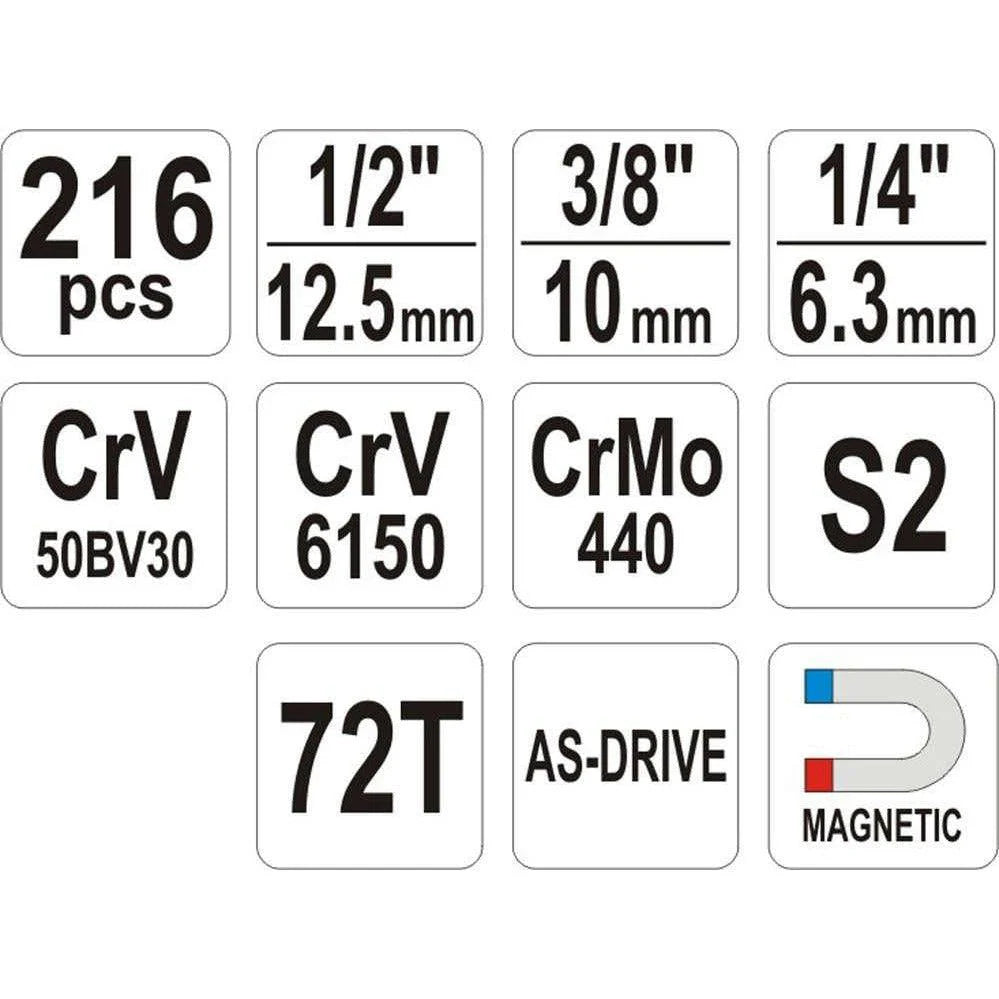 TRUSA TUBULARE ,CHEI YATO YT-38841 COMBINATE, ANTRENOR, 216 PIESE